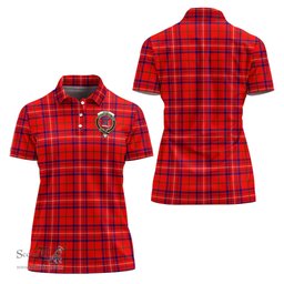 Scottish Rose Modern Clan Tartan Polo Shirt with Family Crest For Women, Women's Scottish Polo Shirt Scottish Plaid Tartan Plaid - ScotsTee - scotstee.com