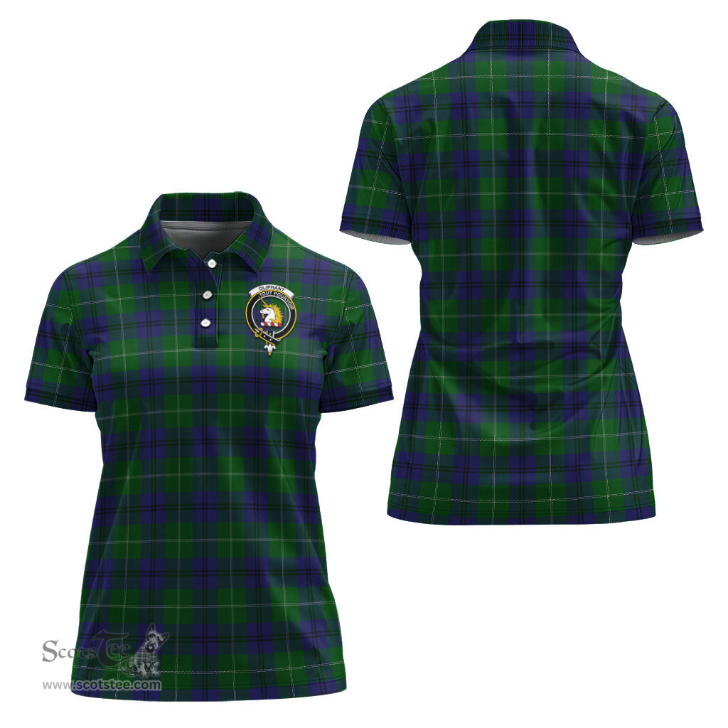 Scottish Oliphant Clan Tartan Polo Shirt with Family Crest For Women, Women's Scottish Polo Shirt Scottish Plaid Tartan Plaid - ScotsTee - scotstee.com