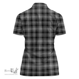Scottish MacLean Black and White Clan Tartan Polo Shirt For Women, Women's Scottish Polo Shirt Scottish Plaid Tartan Plaid - ScotsTee - scotstee.com