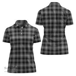 Scottish MacLean Black and White Clan Tartan Polo Shirt For Women, Women's Scottish Polo Shirt Scottish Plaid Tartan Plaid - ScotsTee - scotstee.com