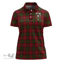 Scottish Shaw of Tordarroch Red Dress Clan Tartan Polo Shirt with Family Crest For Women, Women's Scottish Polo Shirt Scottish Plaid Tartan Plaid - ScotsTee - scotstee.com