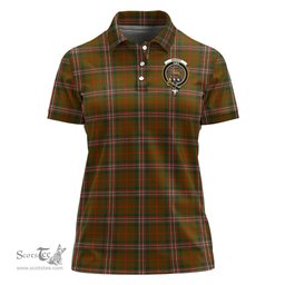 Scottish Scott Brown Modern Clan Tartan Polo Shirt with Family Crest For Women, Women's Scottish Polo Shirt Scottish Plaid Tartan Plaid - ScotsTee - scotstee.com