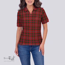 Scottish MacKinnon Modern Clan Tartan Polo Shirt For Women, Women's Scottish Polo Shirt Scottish Plaid Tartan Plaid - ScotsTee - scotstee.com