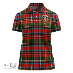 Scottish Stewart Royal Clan Tartan Polo Shirt with Family Crest For Women, Women's Scottish Polo Shirt Scottish Plaid Tartan Plaid - ScotsTee - scotstee.com