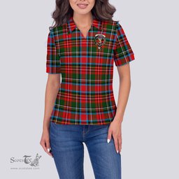 Scottish Stewart Royal Clan Tartan Polo Shirt with Family Crest For Women, Women's Scottish Polo Shirt Scottish Plaid Tartan Plaid - ScotsTee - scotstee.com