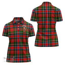 Scottish Stewart Royal Clan Tartan Polo Shirt with Family Crest For Women, Women's Scottish Polo Shirt Scottish Plaid Tartan Plaid - ScotsTee - scotstee.com