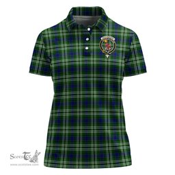 Scottish Spottiswood Clan Tartan Polo Shirt with Family Crest For Women, Women's Scottish Polo Shirt Scottish Plaid Tartan Plaid - ScotsTee - scotstee.com