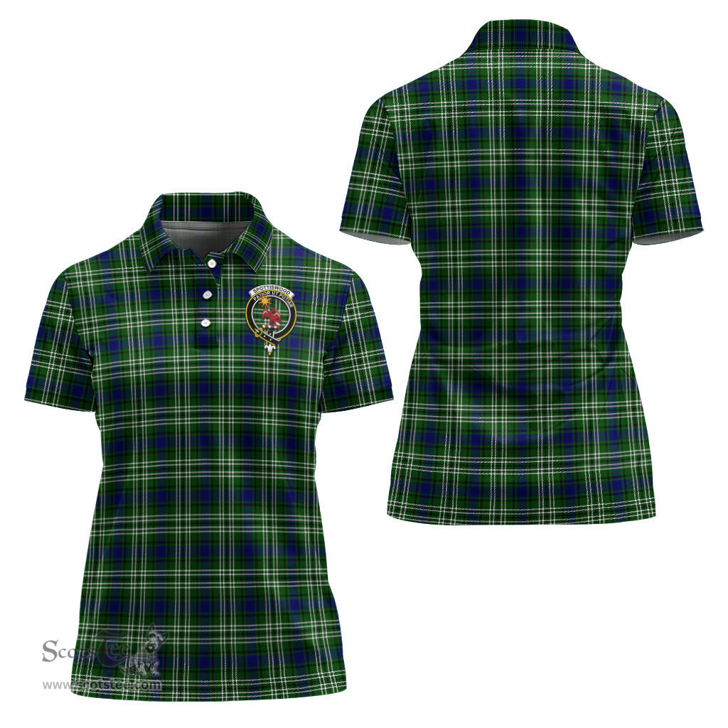 Scottish Spottiswood Clan Tartan Polo Shirt with Family Crest For Women, Women's Scottish Polo Shirt Scottish Plaid Tartan Plaid - ScotsTee - scotstee.com