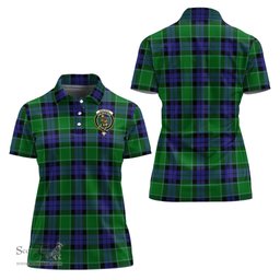 Scottish Monteith Clan Tartan Polo Shirt with Family Crest For Women, Women's Scottish Polo Shirt Scottish Plaid Tartan Plaid - ScotsTee - scotstee.com
