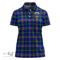 Scottish Weir Modern Clan Tartan Polo Shirt with Family Crest For Women, Women's Scottish Polo Shirt Scottish Plaid Tartan Plaid - ScotsTee - scotstee.com