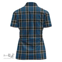 Scottish Thomson Dress Blue Clan Tartan Polo Shirt with Family Crest For Women, Women's Scottish Polo Shirt Scottish Plaid Tartan Plaid - ScotsTee - scotstee.com