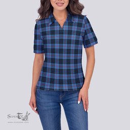 Scottish MacKay Blue Clan Tartan Polo Shirt For Women, Women's Scottish Polo Shirt Scottish Plaid Tartan Plaid - ScotsTee - scotstee.com