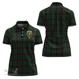 Scottish Sinclair Hunting Clan Tartan Polo Shirt with Family Crest For Women, Women's Scottish Polo Shirt Scottish Plaid Tartan Plaid - ScotsTee - scotstee.com