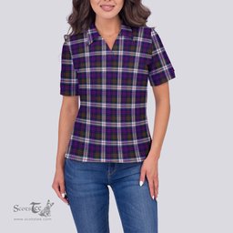 Scottish MacDonald Dress Modern Clan Tartan Polo Shirt For Women, Women's Scottish Polo Shirt Scottish Plaid Tartan Plaid - ScotsTee - scotstee.com