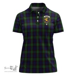 Scottish Nicolson Green Hunting Clan Tartan Polo Shirt with Family Crest For Women, Women's Scottish Polo Shirt Scottish Plaid Tartan Plaid - ScotsTee - scotstee.com
