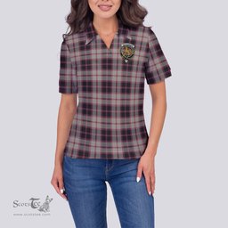 Scottish MacPherson Hunting Ancient Clan Tartan Polo Shirt with Family Crest For Women, Women's Scottish Polo Shirt Scottish Plaid Tartan Plaid - ScotsTee - scotstee.com