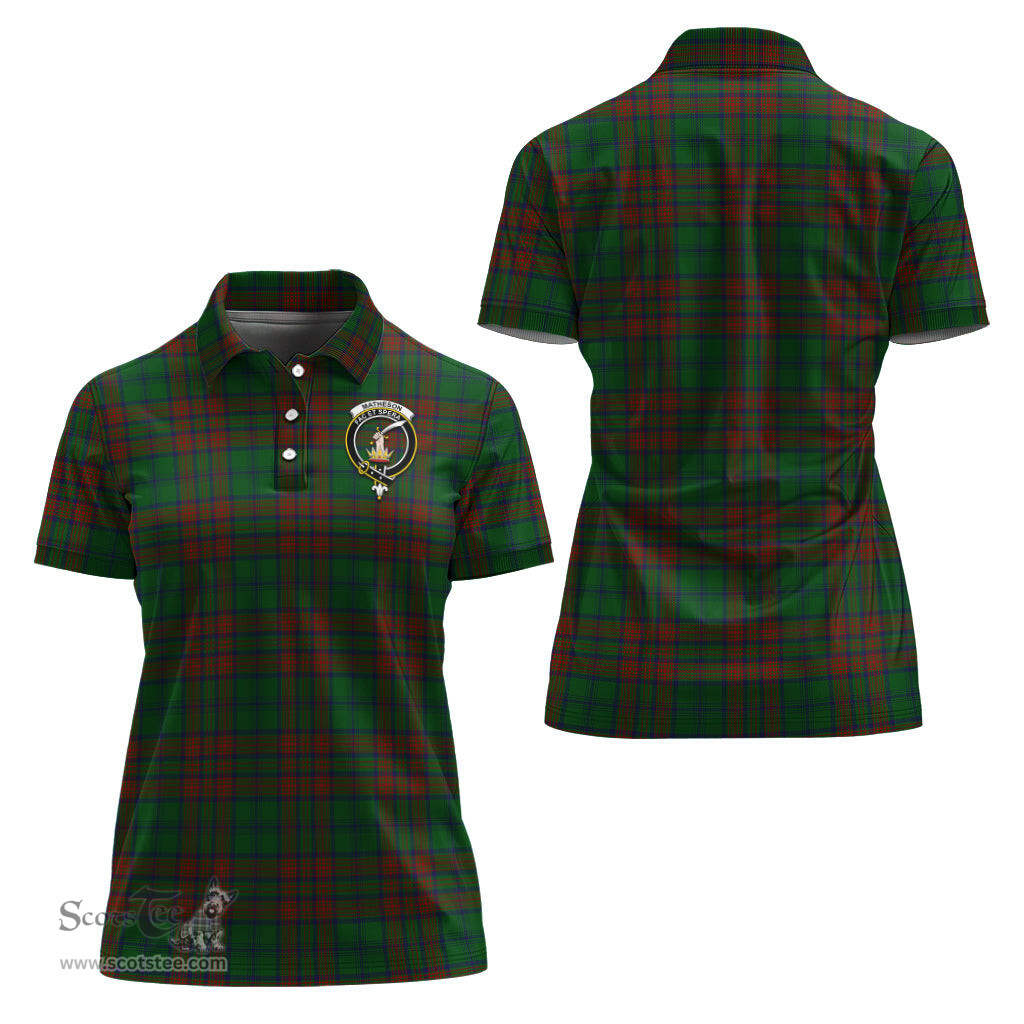 Scottish Matheson Hunting Highland Clan Tartan Polo Shirt with Family Crest For Women, Women's Scottish Polo Shirt Scottish Plaid Tartan Plaid - ScotsTee - scotstee.com