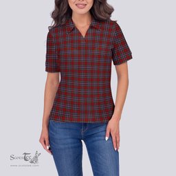 Scottish MacFarlane Red Clan Tartan Polo Shirt For Women, Women's Scottish Polo Shirt Scottish Plaid Tartan Plaid - ScotsTee - scotstee.com