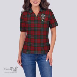 Scottish MacLean Clan Tartan Polo Shirt with Family Crest For Women, Women's Scottish Polo Shirt Scottish Plaid Tartan Plaid - ScotsTee - scotstee.com