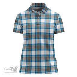 Scottish Stewart Muted Blue Clan Tartan Polo Shirt For Women, Women's Scottish Polo Shirt Scottish Plaid Tartan Plaid - ScotsTee - scotstee.com