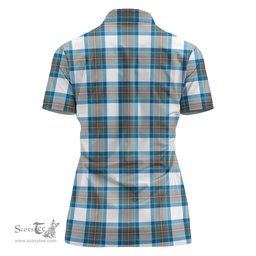 Scottish Stewart Muted Blue Clan Tartan Polo Shirt For Women, Women's Scottish Polo Shirt Scottish Plaid Tartan Plaid - ScotsTee - scotstee.com