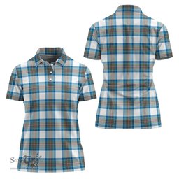 Scottish Stewart Muted Blue Clan Tartan Polo Shirt For Women, Women's Scottish Polo Shirt Scottish Plaid Tartan Plaid - ScotsTee - scotstee.com