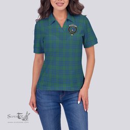 Scottish Montgomery Ancient Clan Tartan Polo Shirt with Family Crest For Women, Women's Scottish Polo Shirt Scottish Plaid Tartan Plaid - ScotsTee - scotstee.com