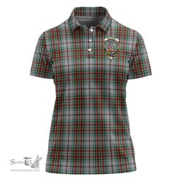Scottish MacBain Dress Clan Tartan Polo Shirt with Family Crest For Women, Women's Scottish Polo Shirt Scottish Plaid Tartan Plaid - ScotsTee - scotstee.com
