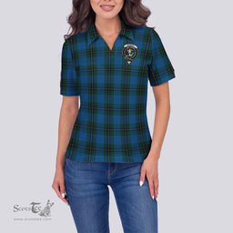 Scottish Murray of Elibank Clan Tartan Polo Shirt with Family Crest For Women, Women's Scottish Polo Shirt Scottish Plaid Tartan Plaid - ScotsTee - scotstee.com