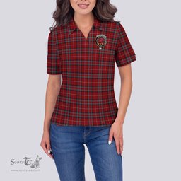 Scottish Stuart of Bute Clan Tartan Polo Shirt with Family Crest For Women, Women's Scottish Polo Shirt Scottish Plaid Tartan Plaid - ScotsTee - scotstee.com