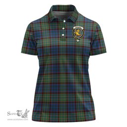 Scottish Nicolson Hunting Ancient Clan Tartan Polo Shirt with Family Crest For Women, Women's Scottish Polo Shirt Scottish Plaid Tartan Plaid - ScotsTee - scotstee.com