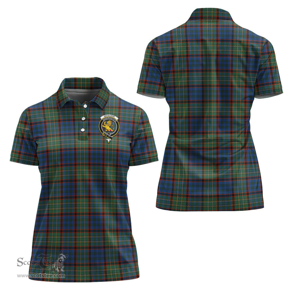 Scottish Nicolson Hunting Ancient Clan Tartan Polo Shirt with Family Crest For Women, Women's Scottish Polo Shirt Scottish Plaid Tartan Plaid - ScotsTee - scotstee.com