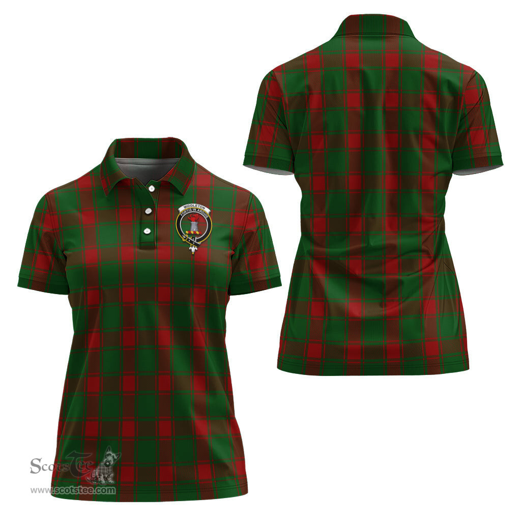Scottish Middleton Clan Tartan Polo Shirt with Family Crest For Women, Women's Scottish Polo Shirt Scottish Plaid Tartan Plaid - ScotsTee - scotstee.com