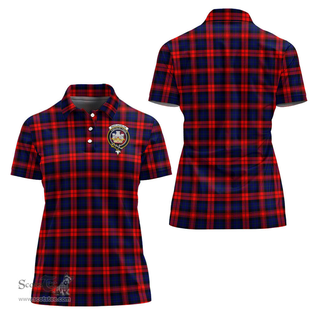 Scottish MacLachlan Modern Clan Tartan Polo Shirt with Family Crest For Women, Women's Scottish Polo Shirt Scottish Plaid Tartan Plaid - ScotsTee - scotstee.com
