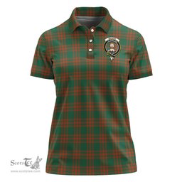 Scottish Menzies Green Ancient Clan Tartan Polo Shirt with Family Crest For Women, Women's Scottish Polo Shirt Scottish Plaid Tartan Plaid - ScotsTee - scotstee.com