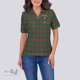 Scottish Menzies Green Ancient Clan Tartan Polo Shirt with Family Crest For Women, Women's Scottish Polo Shirt Scottish Plaid Tartan Plaid - ScotsTee - scotstee.com