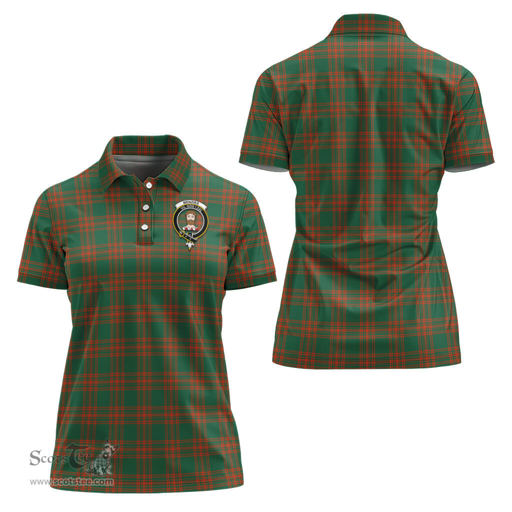 Scottish Menzies Green Ancient Clan Tartan Polo Shirt with Family Crest For Women, Women's Scottish Polo Shirt Scottish Plaid Tartan Plaid - ScotsTee - scotstee.com