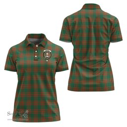 Scottish Menzies Green Ancient Clan Tartan Polo Shirt with Family Crest For Women, Women's Scottish Polo Shirt Scottish Plaid Tartan Plaid - ScotsTee - scotstee.com