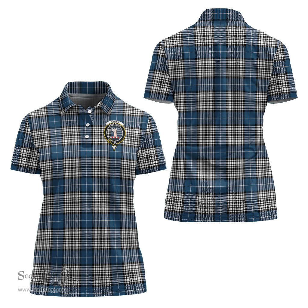 Scottish Napier Modern Clan Tartan Polo Shirt with Family Crest For Women, Women's Scottish Polo Shirt Scottish Plaid Tartan Plaid - ScotsTee - scotstee.com