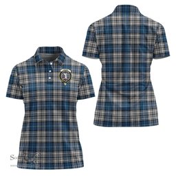 Scottish Napier Modern Clan Tartan Polo Shirt with Family Crest For Women, Women's Scottish Polo Shirt Scottish Plaid Tartan Plaid - ScotsTee - scotstee.com