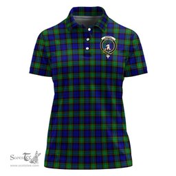 Scottish Sempill Modern Clan Tartan Polo Shirt with Family Crest For Women, Women's Scottish Polo Shirt Scottish Plaid Tartan Plaid - ScotsTee - scotstee.com