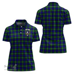 Scottish Sempill Modern Clan Tartan Polo Shirt with Family Crest For Women, Women's Scottish Polo Shirt Scottish Plaid Tartan Plaid - ScotsTee - scotstee.com