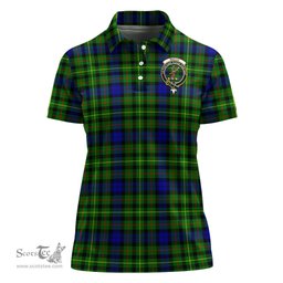 Scottish Rollo Modern Clan Tartan Polo Shirt with Family Crest For Women, Women's Scottish Polo Shirt Scottish Plaid Tartan Plaid - ScotsTee - scotstee.com
