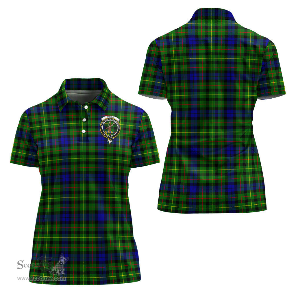 Scottish Rollo Modern Clan Tartan Polo Shirt with Family Crest For Women, Women's Scottish Polo Shirt Scottish Plaid Tartan Plaid - ScotsTee - scotstee.com