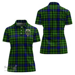Scottish Rollo Modern Clan Tartan Polo Shirt with Family Crest For Women, Women's Scottish Polo Shirt Scottish Plaid Tartan Plaid - ScotsTee - scotstee.com