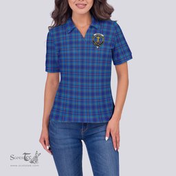 Scottish Mercer Modern Clan Tartan Polo Shirt with Family Crest For Women, Women's Scottish Polo Shirt Scottish Plaid Tartan Plaid - ScotsTee - scotstee.com