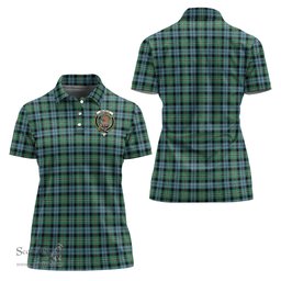 Scottish Melville Ancient Clan Tartan Polo Shirt with Family Crest For Women, Women's Scottish Polo Shirt Scottish Plaid Tartan Plaid - ScotsTee - scotstee.com