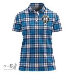Scottish Roberton Clan Tartan Polo Shirt with Family Crest For Women, Women's Scottish Polo Shirt Scottish Plaid Tartan Plaid - ScotsTee - scotstee.com