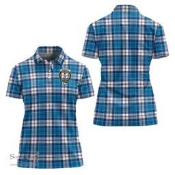 Scottish Roberton Clan Tartan Polo Shirt with Family Crest For Women, Women's Scottish Polo Shirt Scottish Plaid Tartan Plaid - ScotsTee - scotstee.com