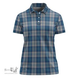 Scottish Menzies Dress Blue and White Clan Tartan Polo Shirt For Women, Women's Scottish Polo Shirt Scottish Plaid Tartan Plaid - ScotsTee - scotstee.com